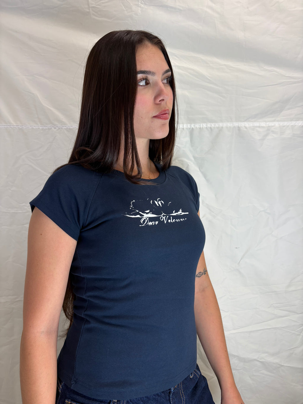Navy Swan Dear Velouria Baby Tee