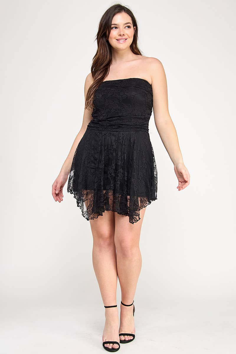 Women's Plus Size Strapless Lace Mini Dress