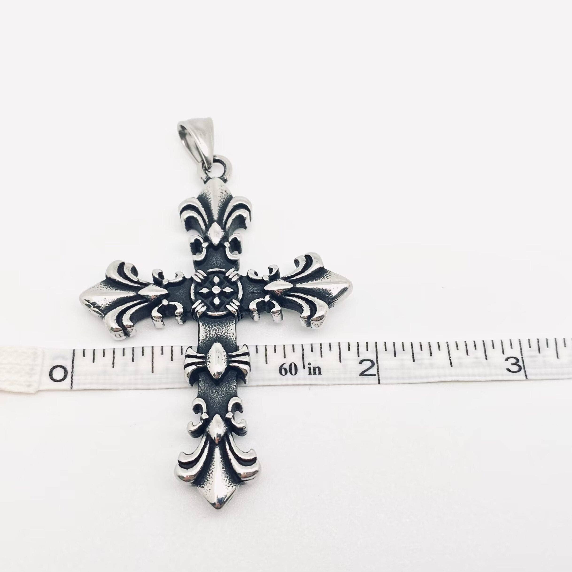 Stainless Steel Crocore Cross Pendant Necklace