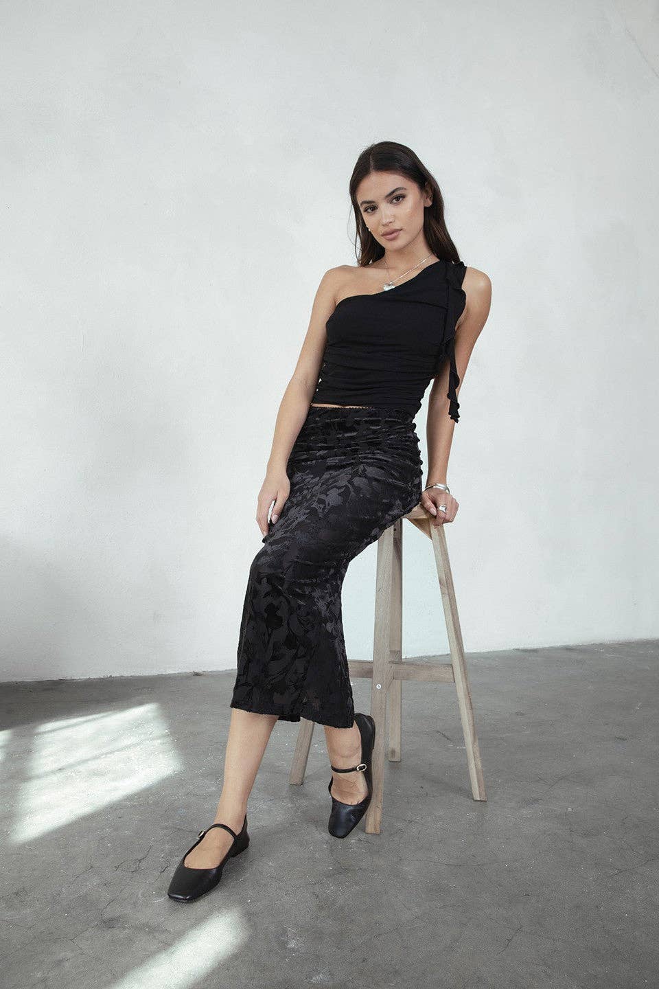 FLORAL MESH MAXI SKIRT