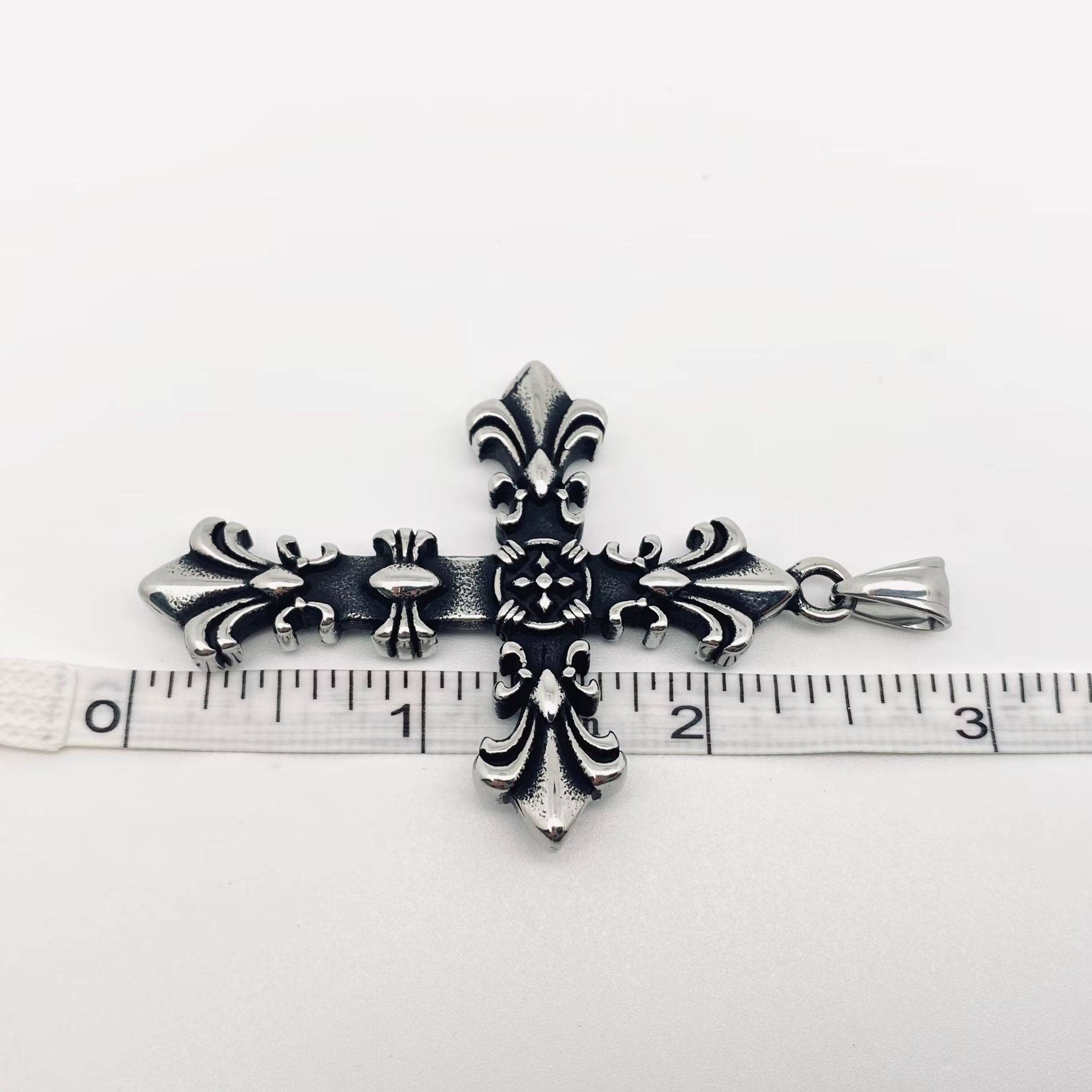 Stainless Steel Crocore Cross Pendant Necklace