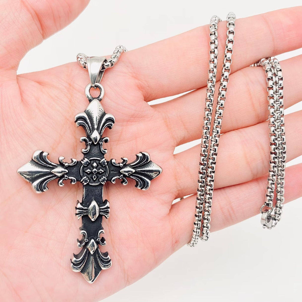 Stainless Steel Crocore Cross Pendant Necklace