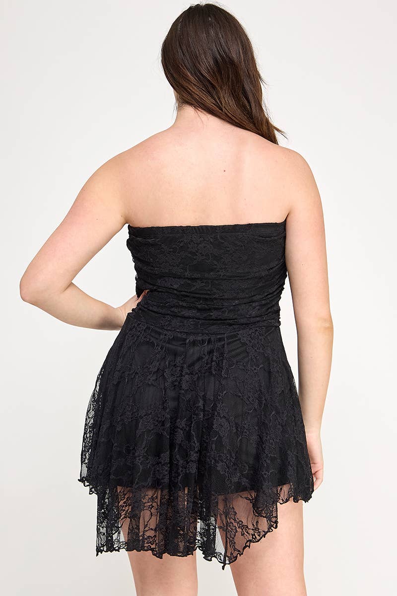 Women's Plus Size Strapless Lace Mini Dress