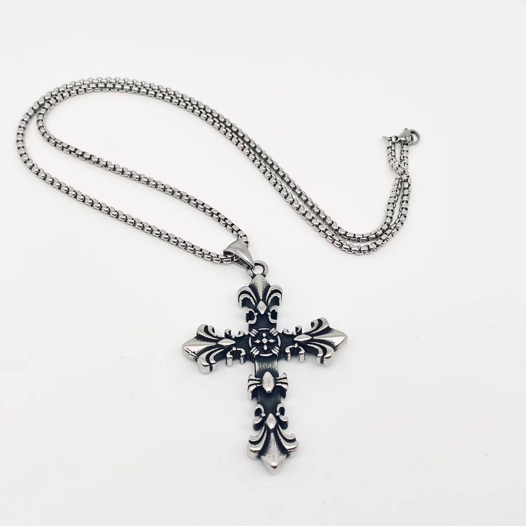 Stainless Steel Crocore Cross Pendant Necklace