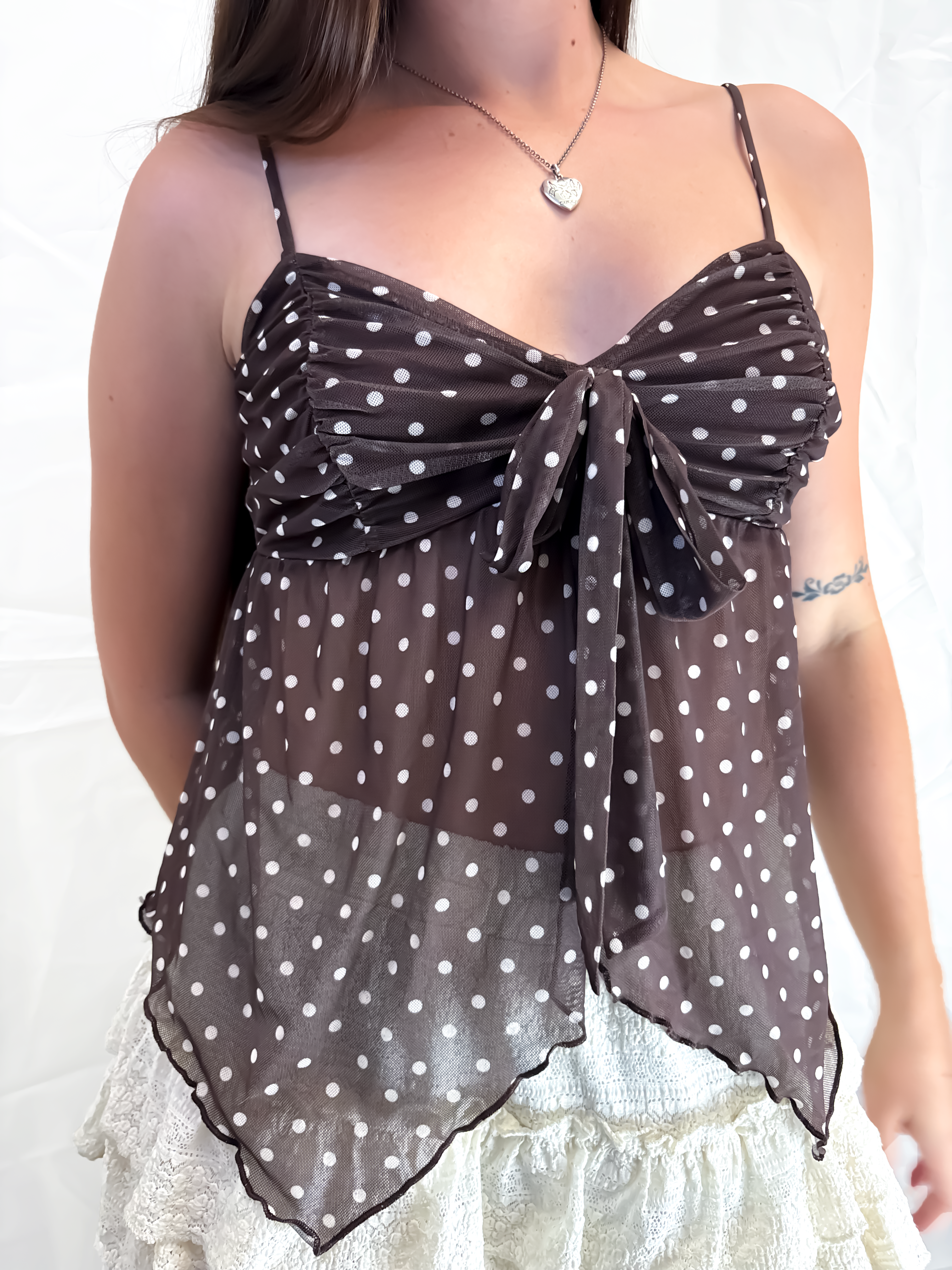 Babydoll Brown Bow Cami Top