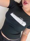 Coffin Black Off the Shoulder Tee
