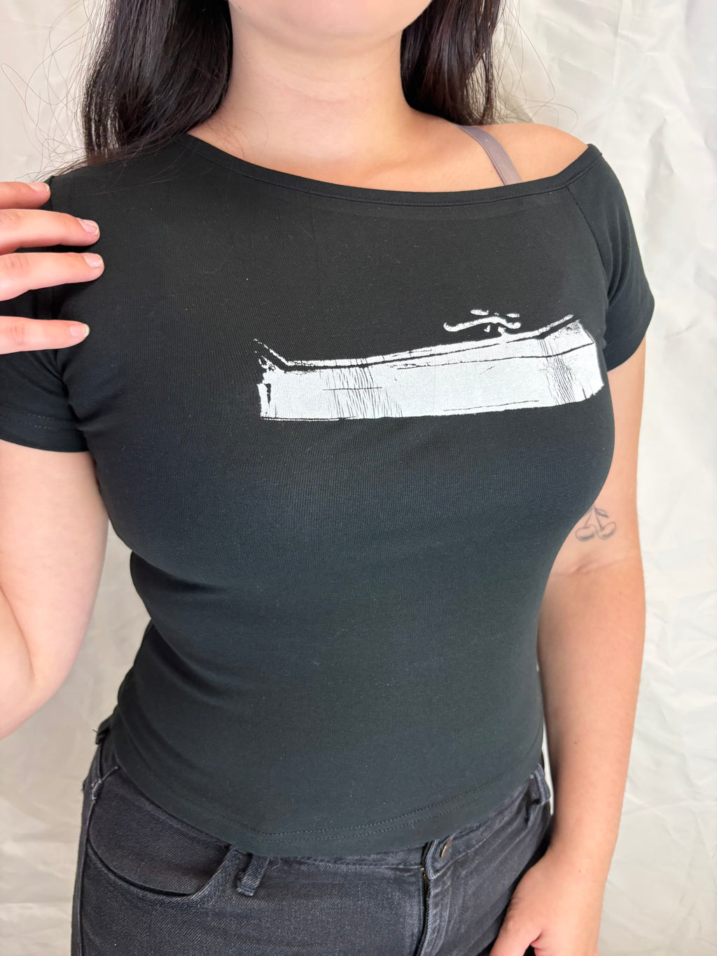 Coffin Black Off the Shoulder Tee