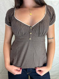 Lacey Maple Plaid Puff Sleeve Top