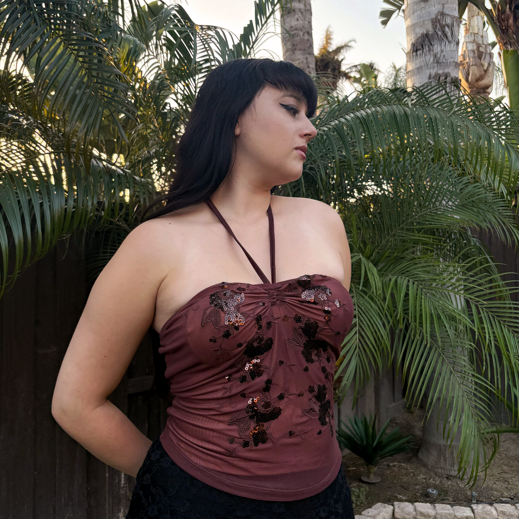 SUNKISSED EMBROIDERED HALTER CAMI TOP