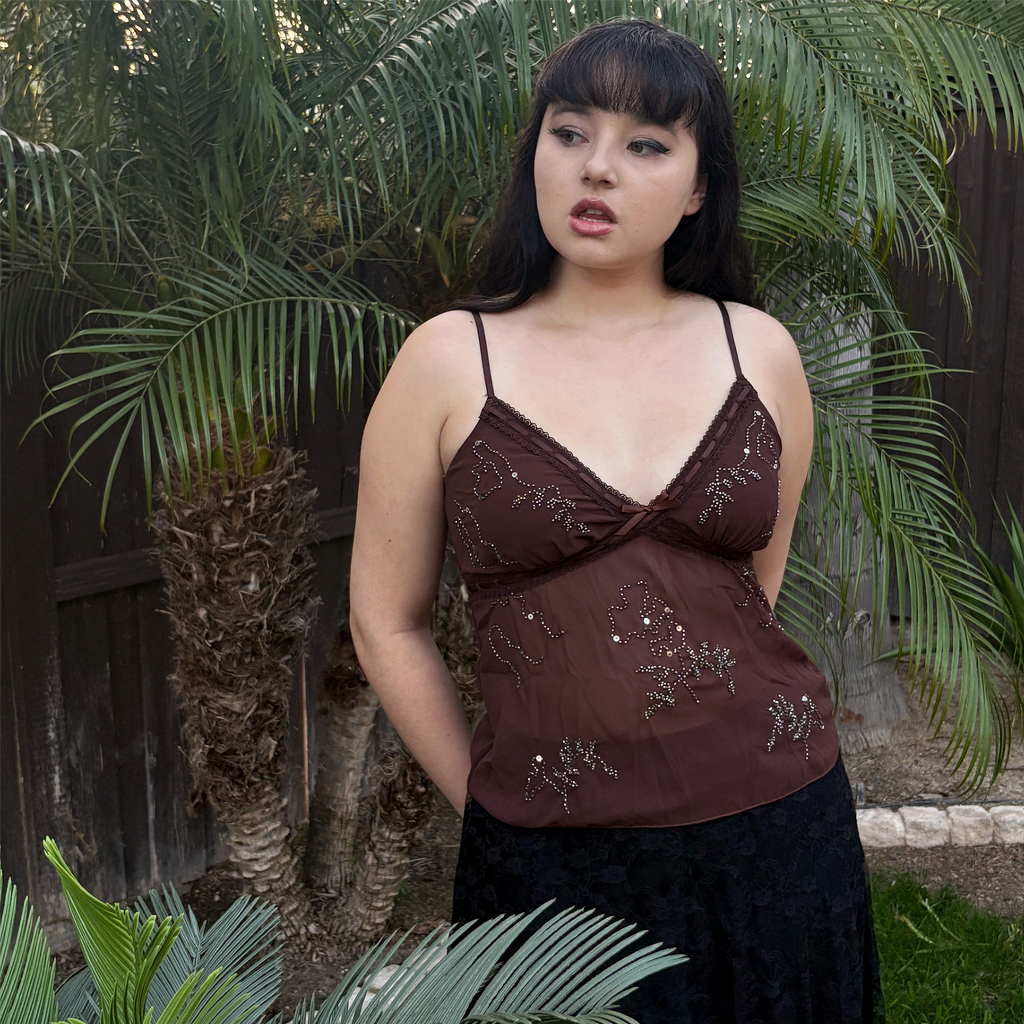 SQUIN BEADED BABYDOLL CAMI TOP