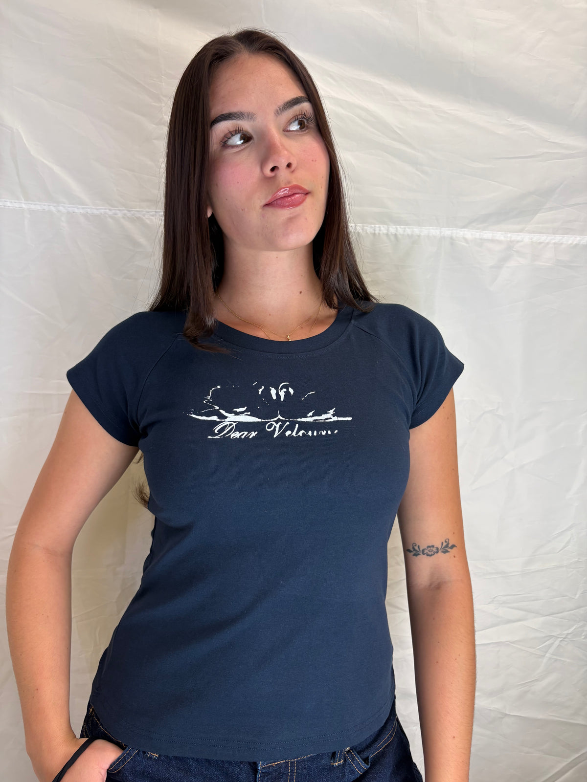 Navy Swan Dear Velouria Baby Tee