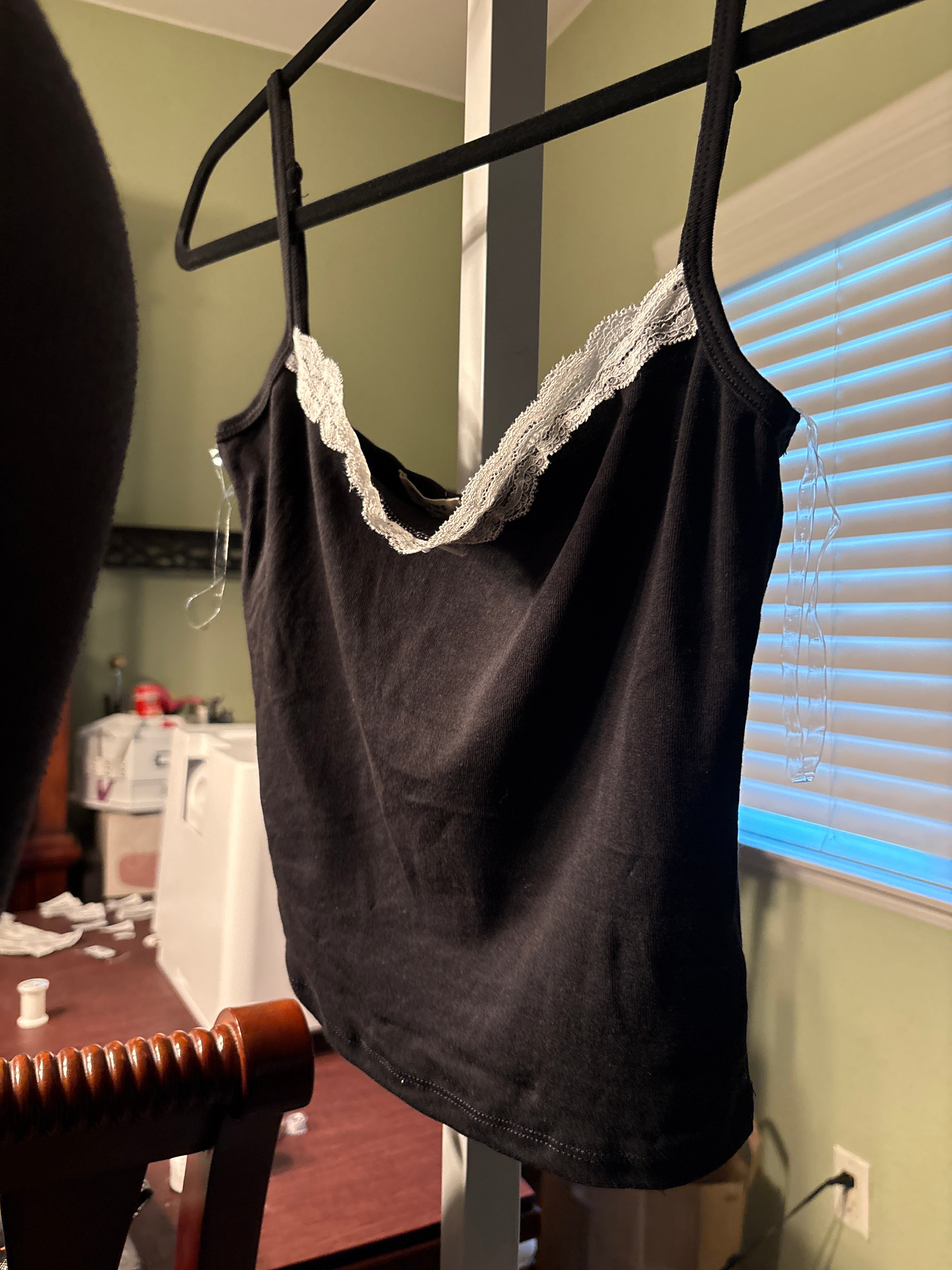 Square lace trim lounge tank
