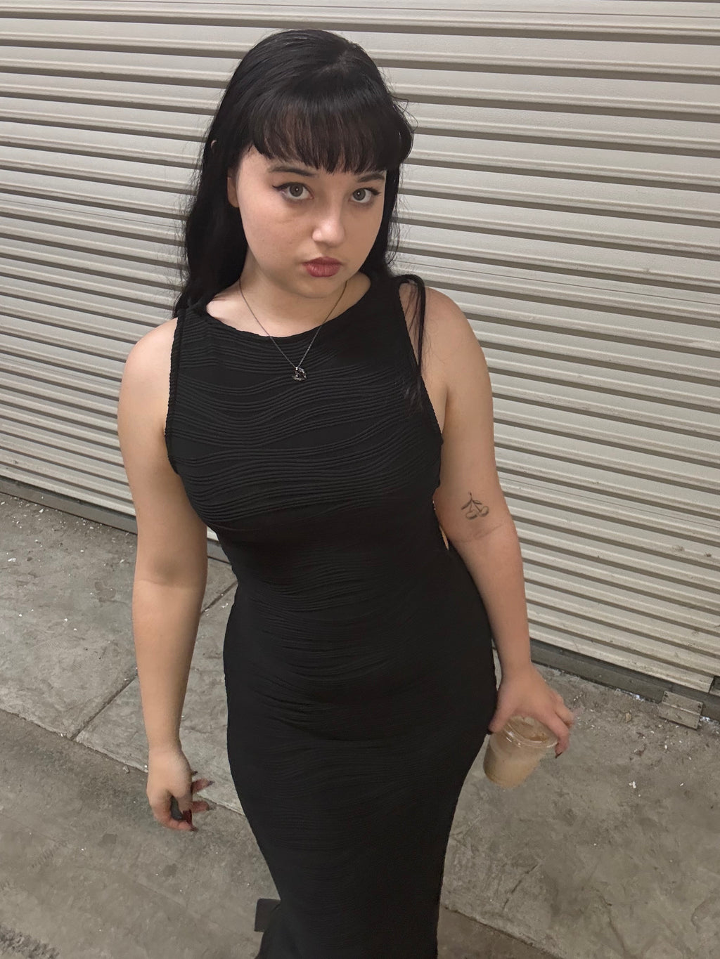 BACK CUTOUT GEOMETRIC SLEEVELESS DRESS