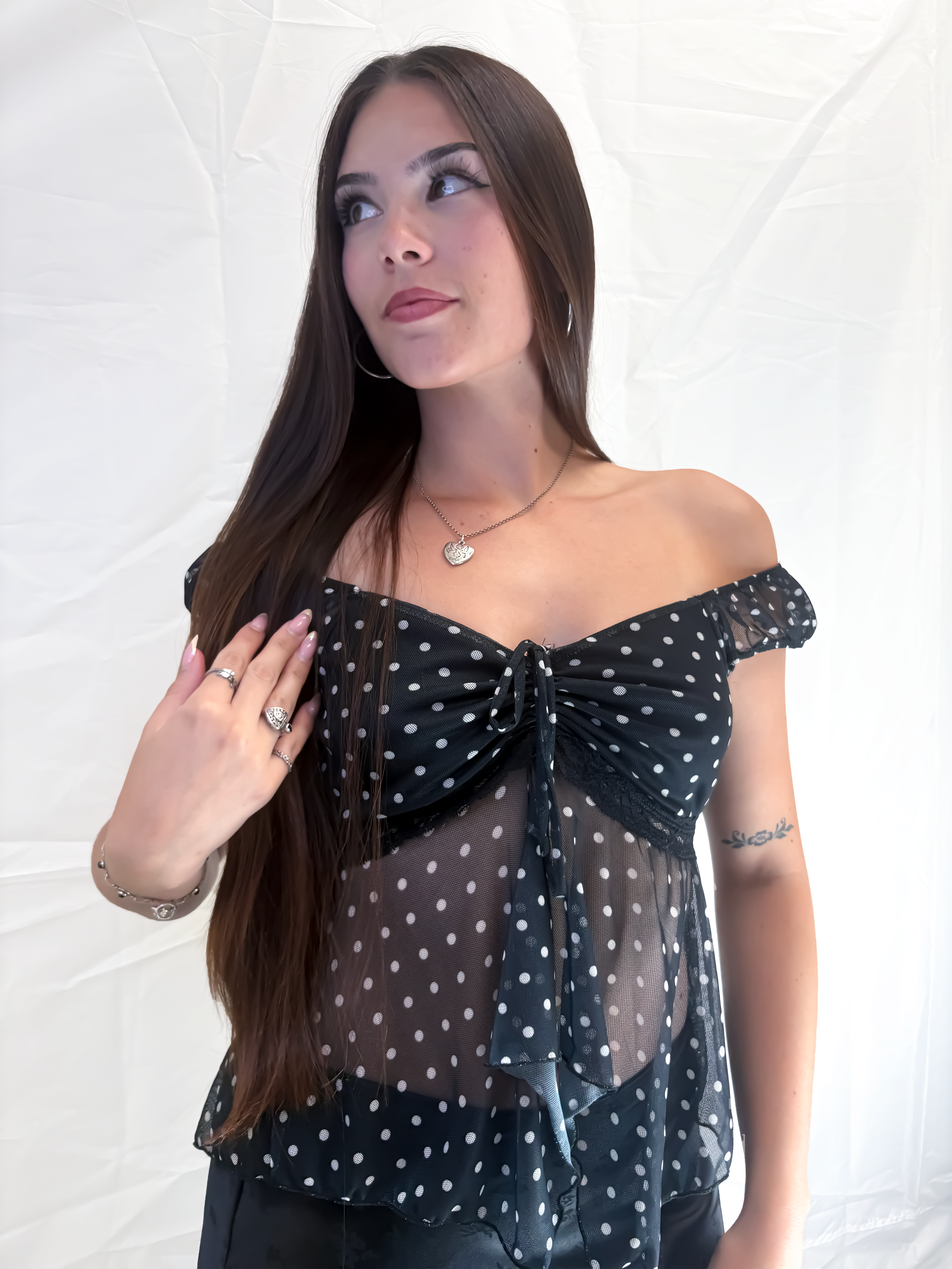 Mesh Polka Dot Fly Away Top