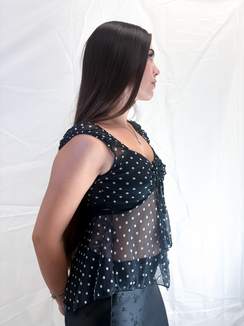 Mesh Polka Dot Fly Away Top