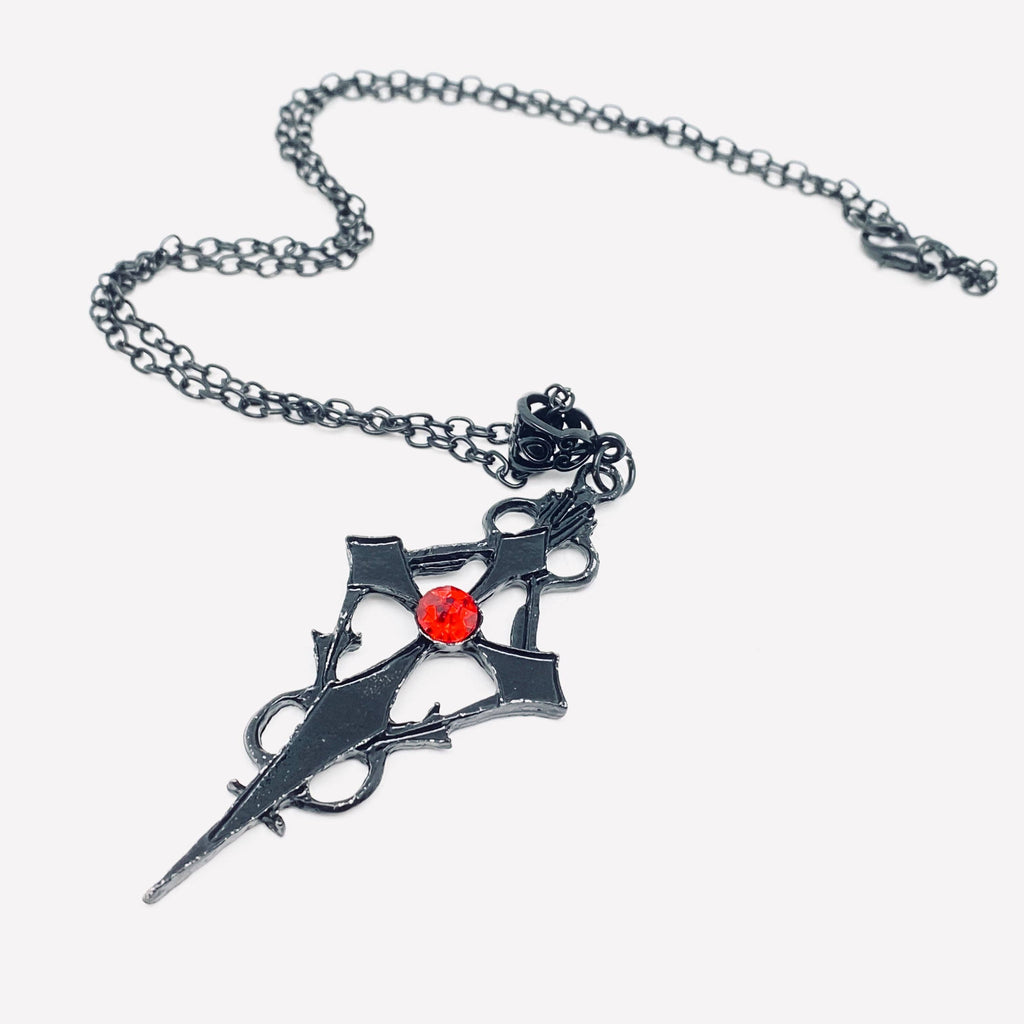 Black Pointed Cross Gothic Necklace - GT