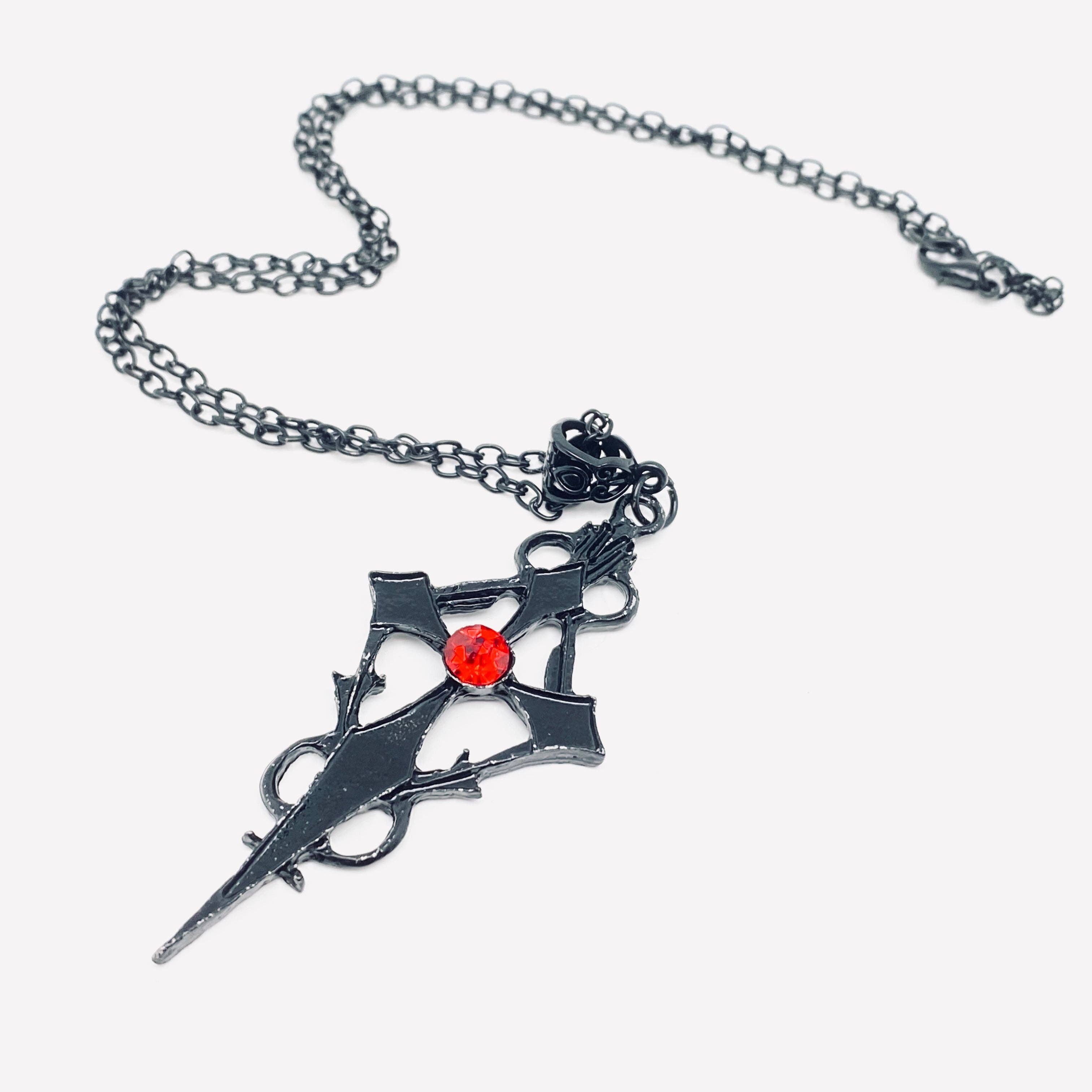 Black Pointed Cross Gothic Necklace - GT