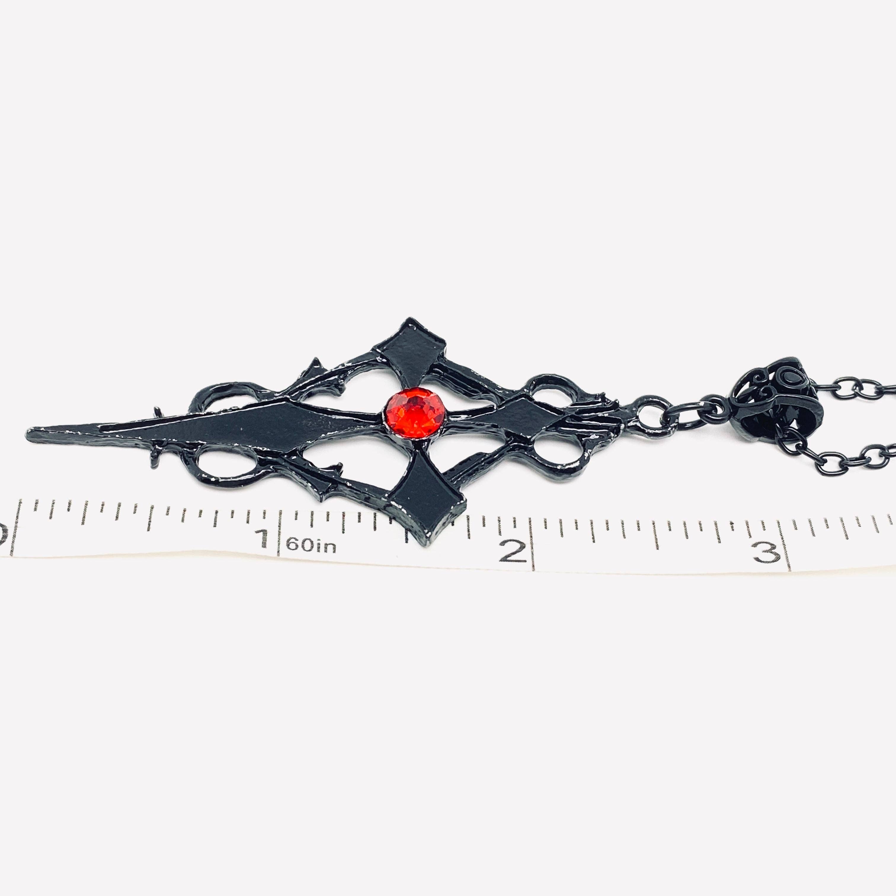 Black Pointed Cross Gothic Necklace - GT