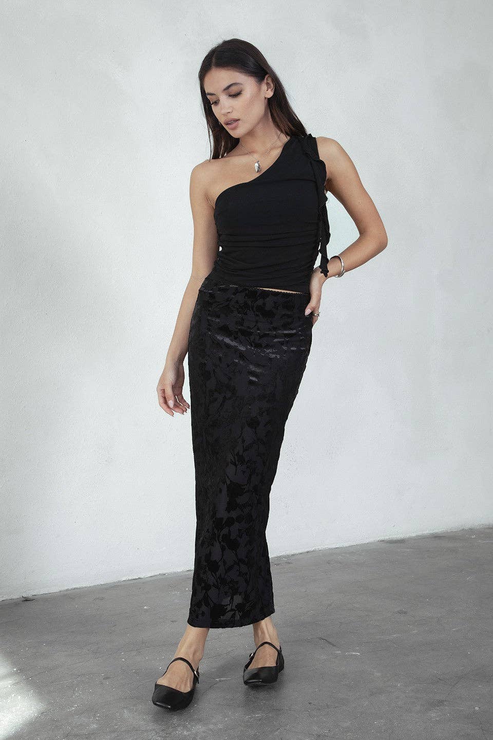 FLORAL MESH MAXI SKIRT