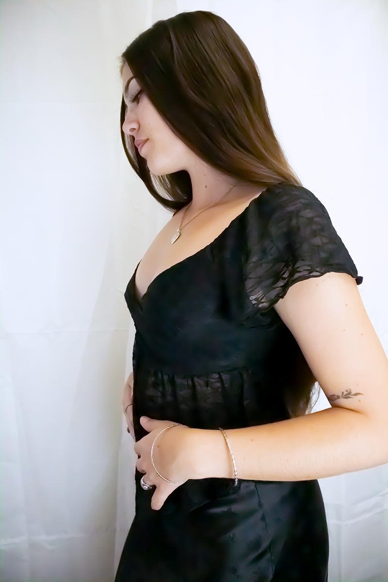 Black Babydoll Short Sleeve Flare Lace Top