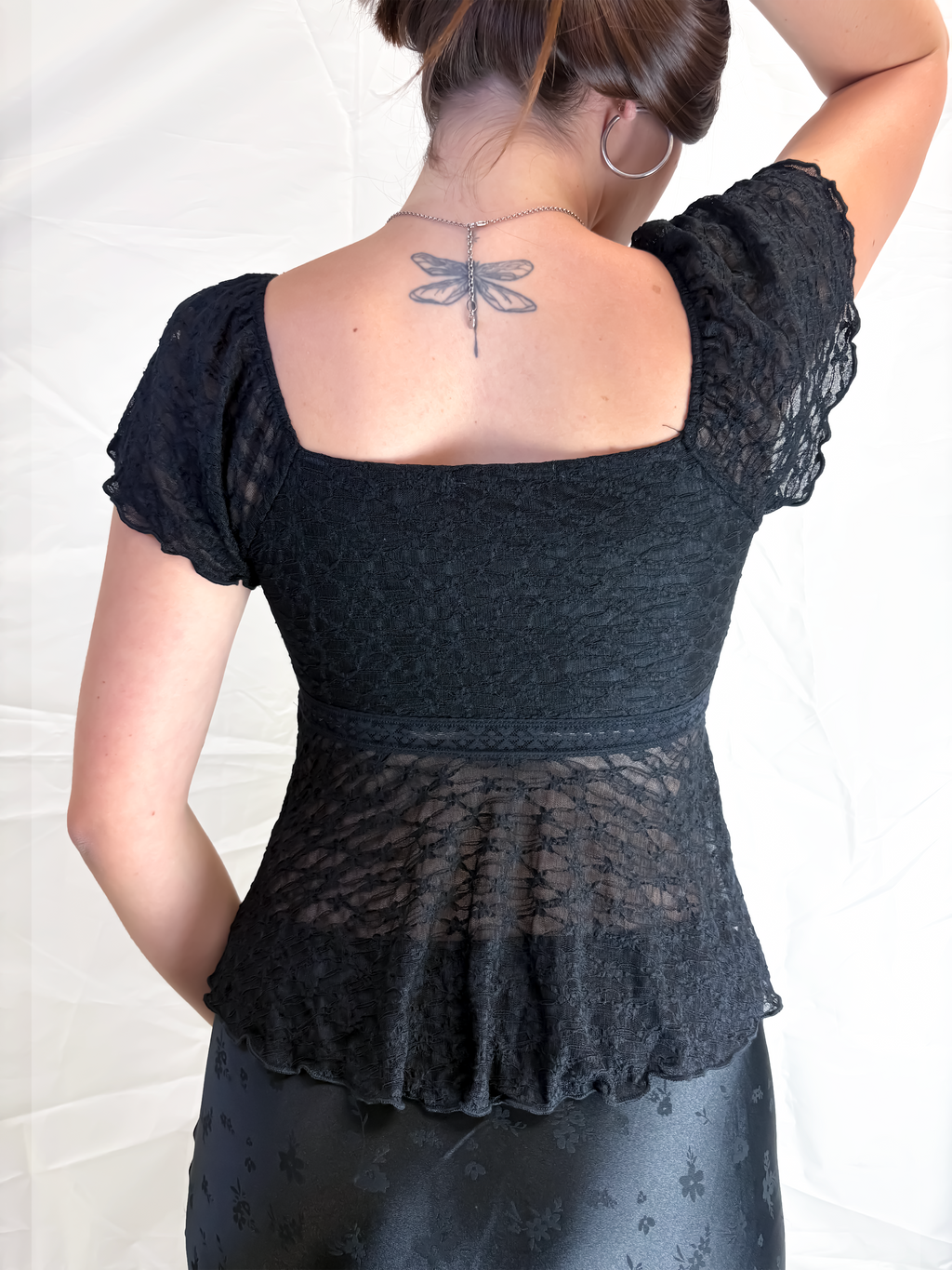 Short Sleeve Lace Babydoll Top