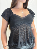 Short Sleeve Lace Babydoll Top