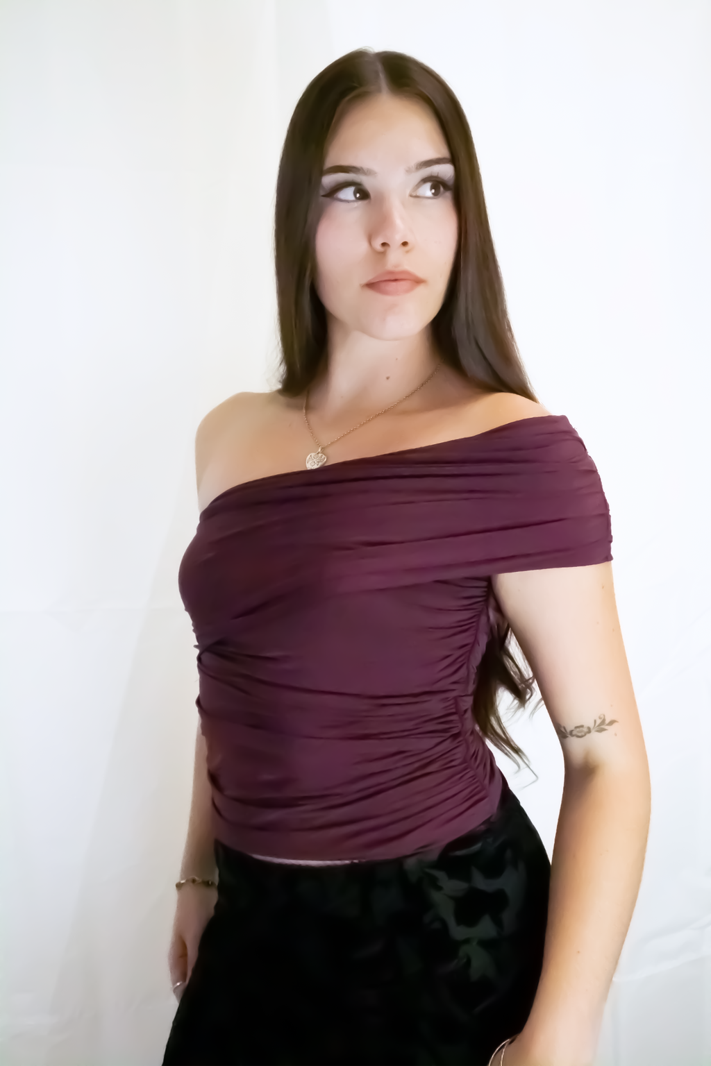 Burgundy Off The Shoulder Top