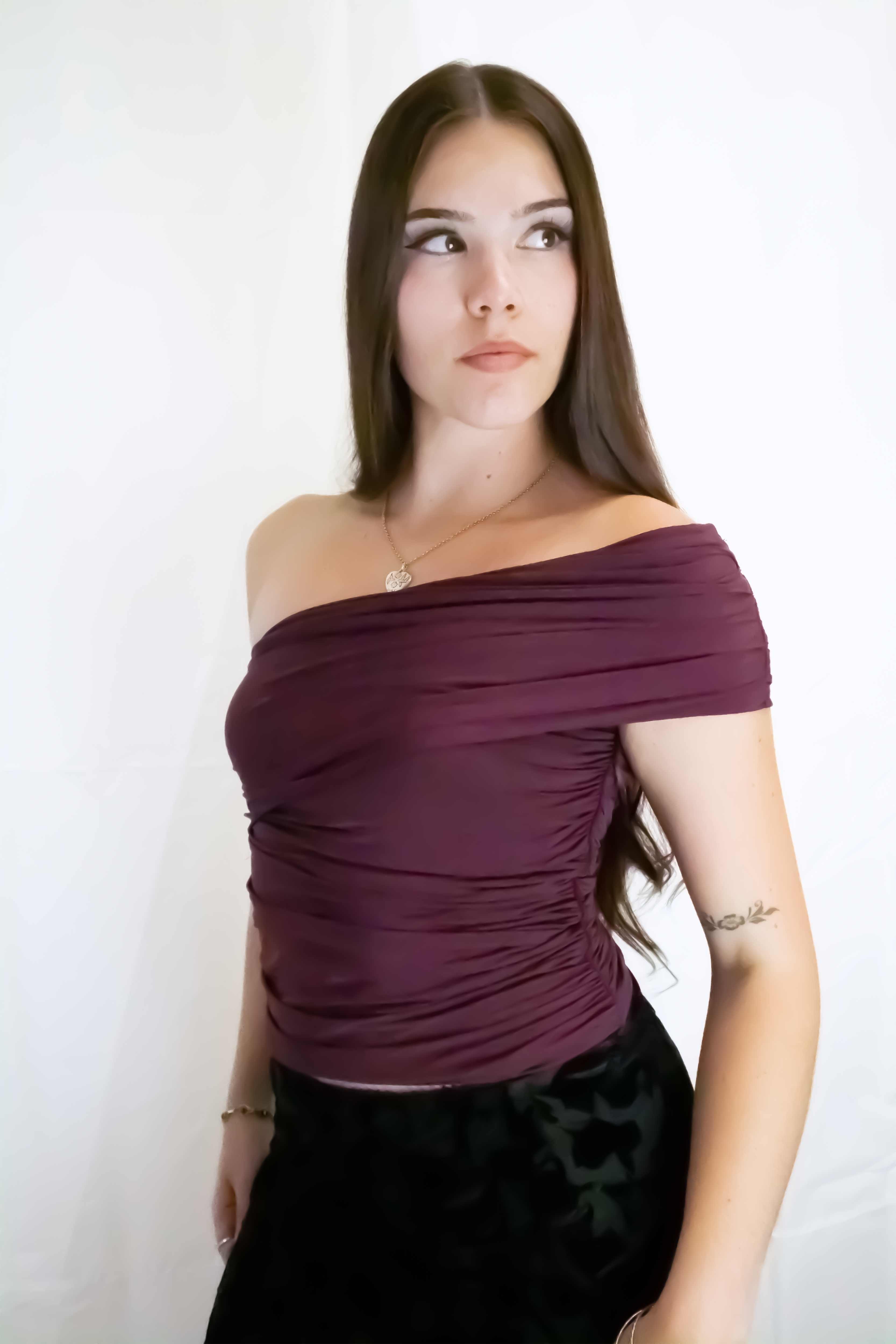 Burgundy Off The Shoulder Top
