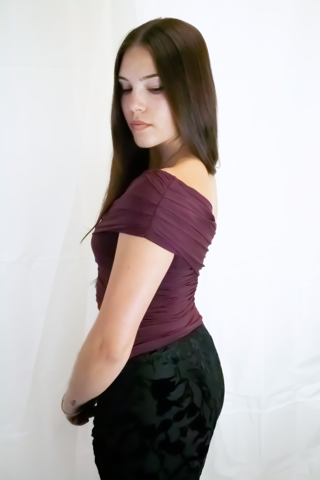Burgundy Off The Shoulder Top