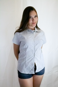 Women’s Short Sleeve Silhouette Striped Button Up Shirt