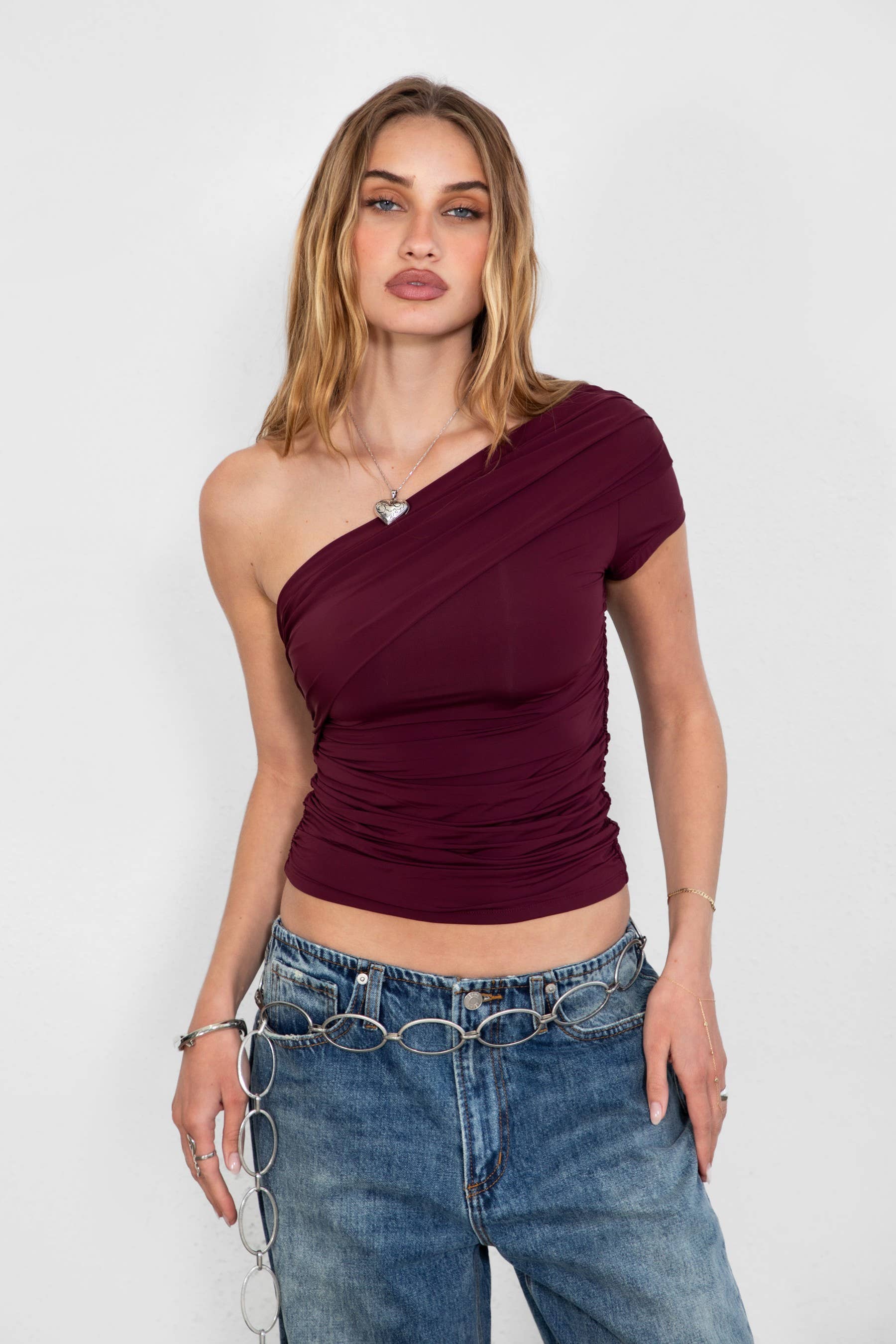 BLACK CHERRY OFF THE SHOULDER TOP