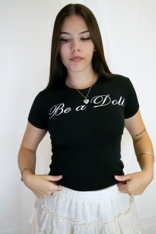 Black "Be a Doll" Baby Tee