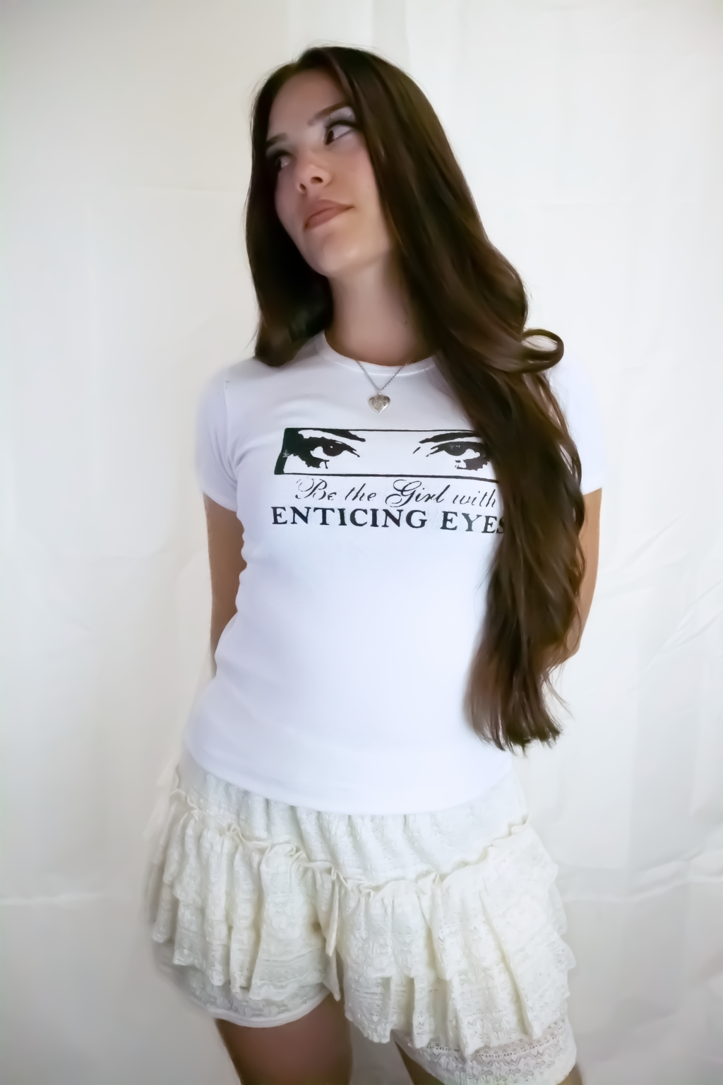 White Enticing Eyes Baby Tee