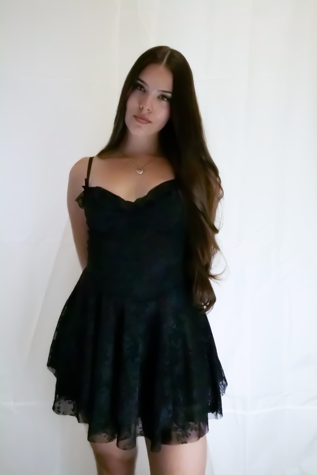 Ruffle Sweetheart Lace Mini Dress