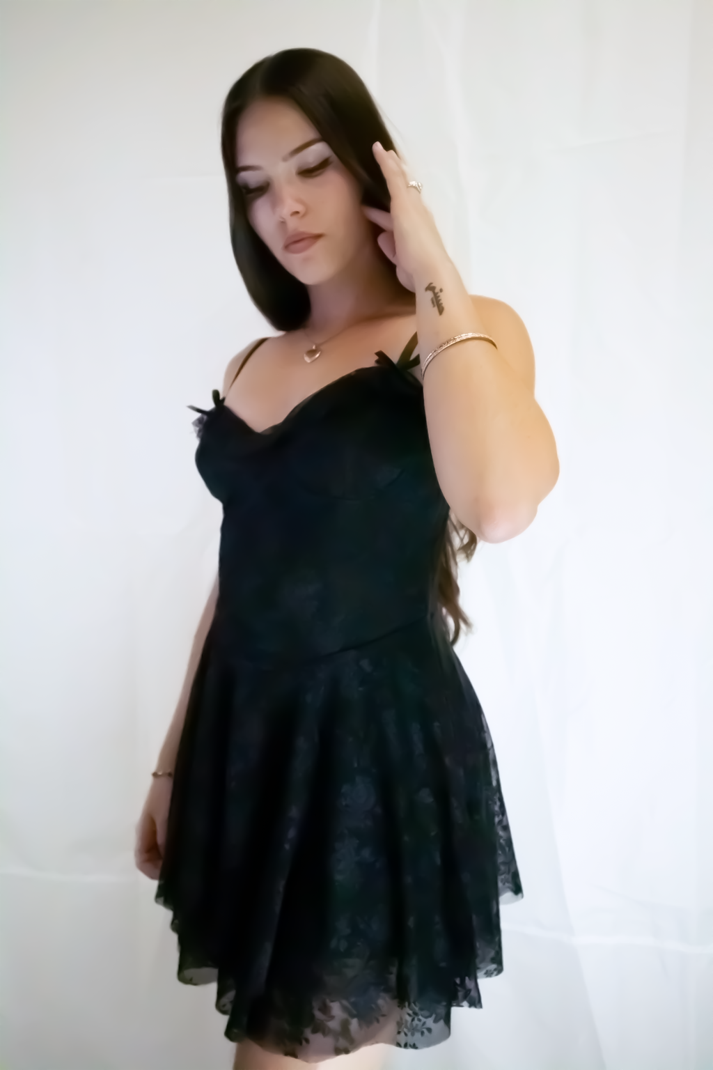 Ruffle Sweetheart Lace Mini Dress