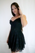 Ruffle Sweetheart Lace Mini Dress