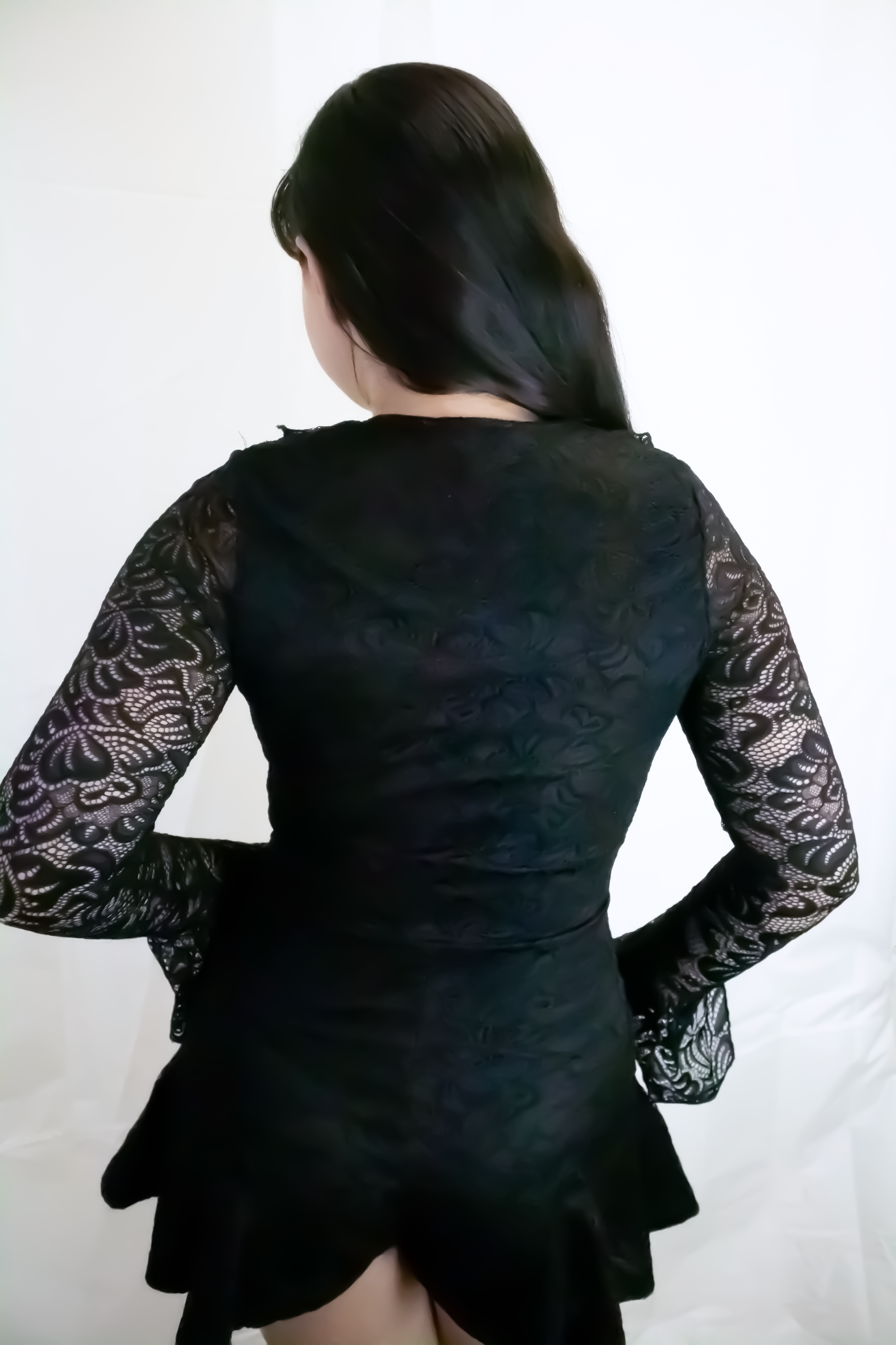 Bell Sleeve Romper Lace Ruffle Dress / Cover Up