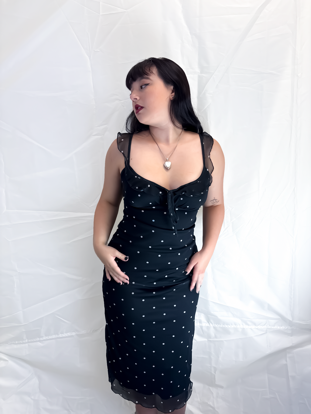 Polka Dot Ruffle Midi Dress