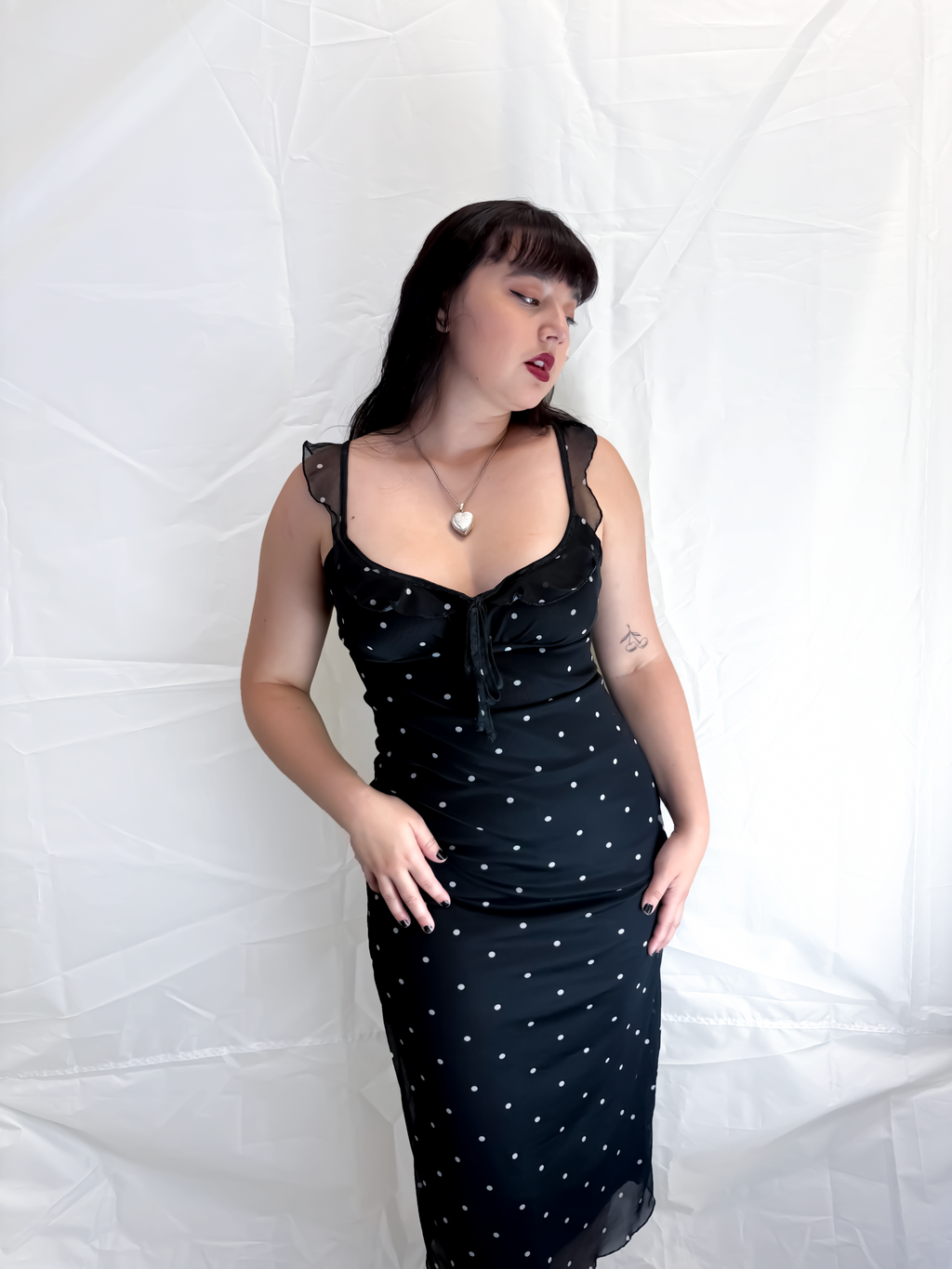 Polka Dot Ruffle Midi Dress