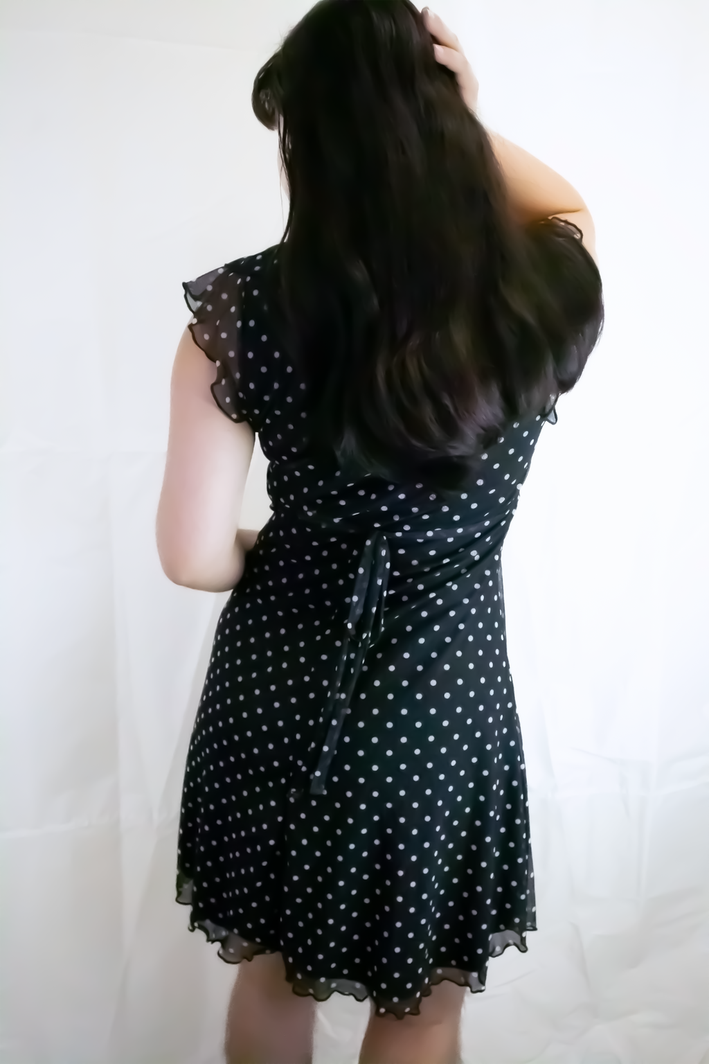 Short Sleeve Ruffle Tie Back Mini Dress